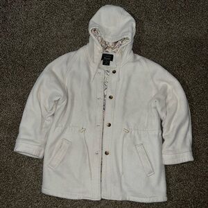 Scandia Woods Vintage OG White Cream Floral Multi Colored Hoodie Coat